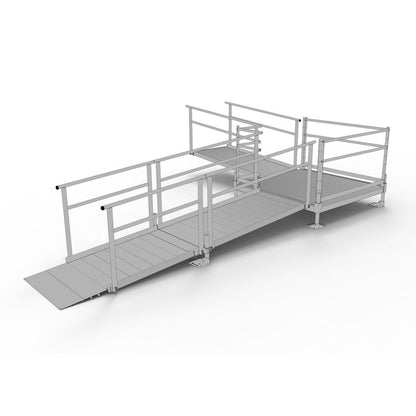 Silver Spring Clearway L-Shaped Modular Ramp with 5' Turn Platform | Model SSS16L55T | 36" W x 16' L | 1,000 lb Capacity | For Wheelchair, Scooter & Mobility Access Ramp