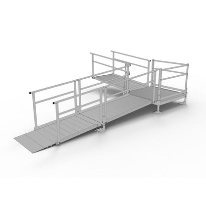 Silver Spring Clearway L-Shaped Modular Ramp | Model SSS17L44T | 1,000 lb Capacity | 36" W x 17' L | For Wheelchairs, Scooters & Mobility Access