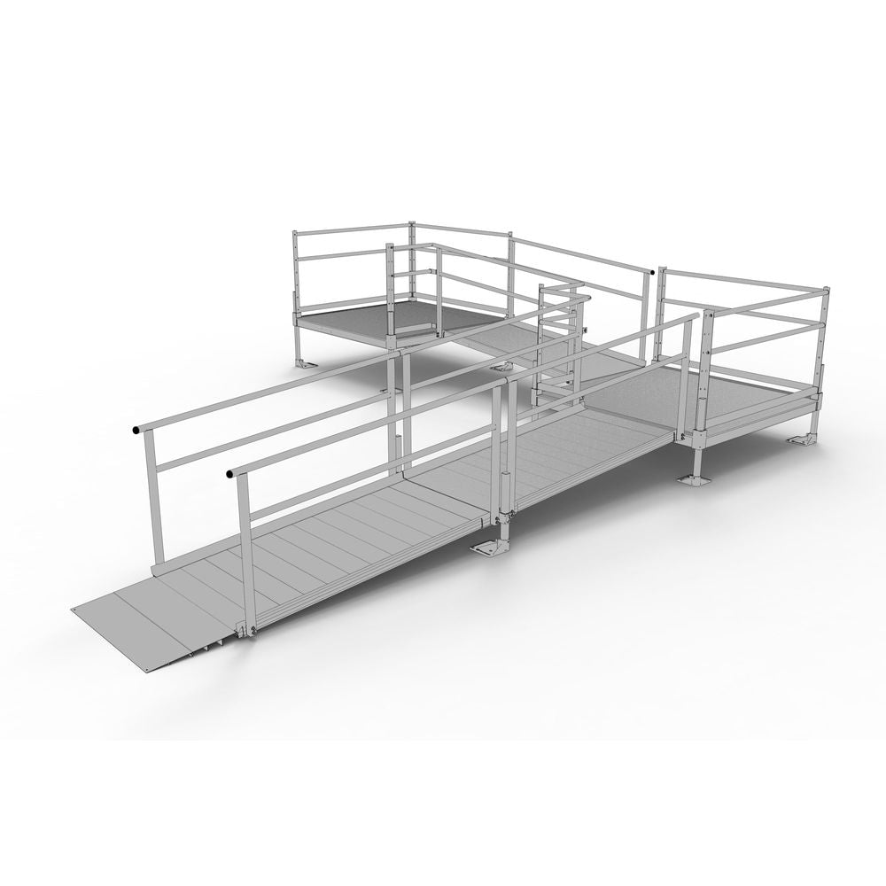Silver Spring Clearway L-Shaped Modular Ramp | Model SSS19L55TT | 36" W x 19' L | 1,000 lb Capacity | For Wheelchair, Scooter & Mobility Access Ramp
