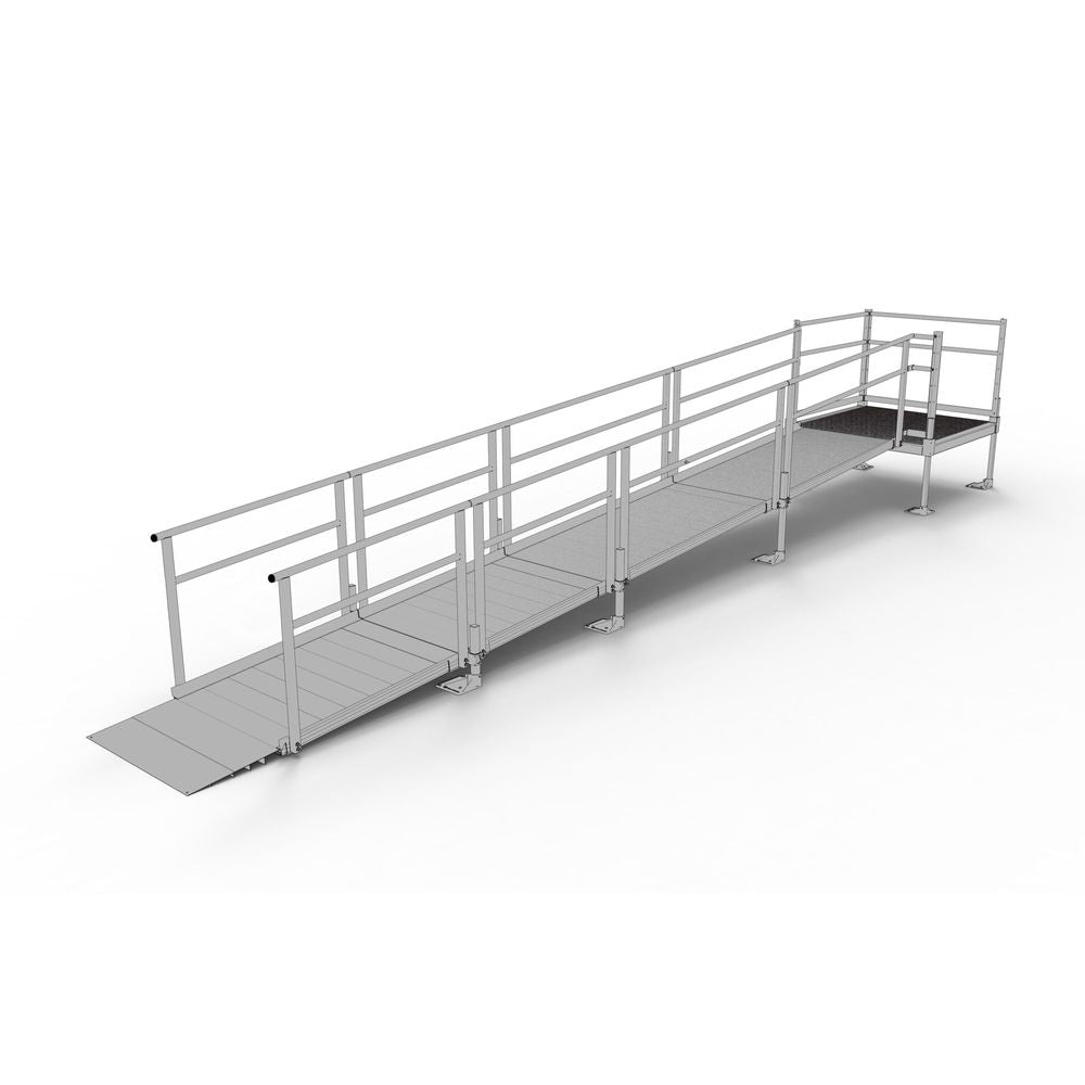 Silver Spring Clearway Straight Modular Ramp with 4' Top Platform | Model SSS20S44T | 36" W x 20' L | 1,000 lb Capacity | For Wheelchair, Scooter, & Mobility Access