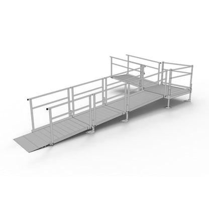 Silver Spring Clearway L-Shaped Modular Ramp | Model SSS21L44T | 36" W x 21' L | 1,000 lb Capacity | For Wheelchair, Scooter & Mobility Access Ramp