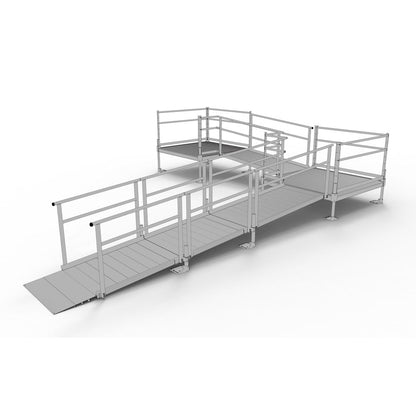 Silver Spring Clearway Modular Wheelchair Ramp | Model SSS21L55TT | 36" W x 21' L | 1,000 lb Capacity | For Wheelchairs, Scooters & Walkers