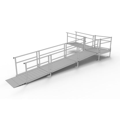 Silver Spring Clearway Modular L-Shaped Wheelchair Ramp | Model SSS22L44T | 36" W x 22' L | 1,000 lb Capacity | For Wheelchairs, Scooters & Mobility Access