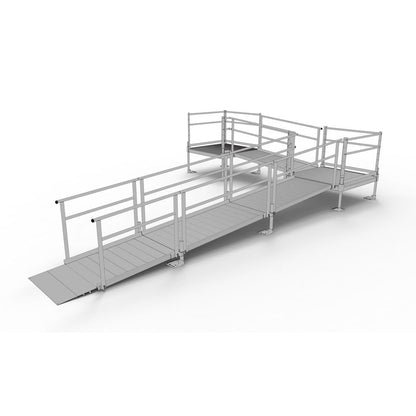 Silver Spring Clearway L-Shaped Modular Ramp | Model SSS22L44TT | 36" W x 22' L | 1,000 lb Capacity | For Wheelchair, Scooter & Mobility Access Ramp