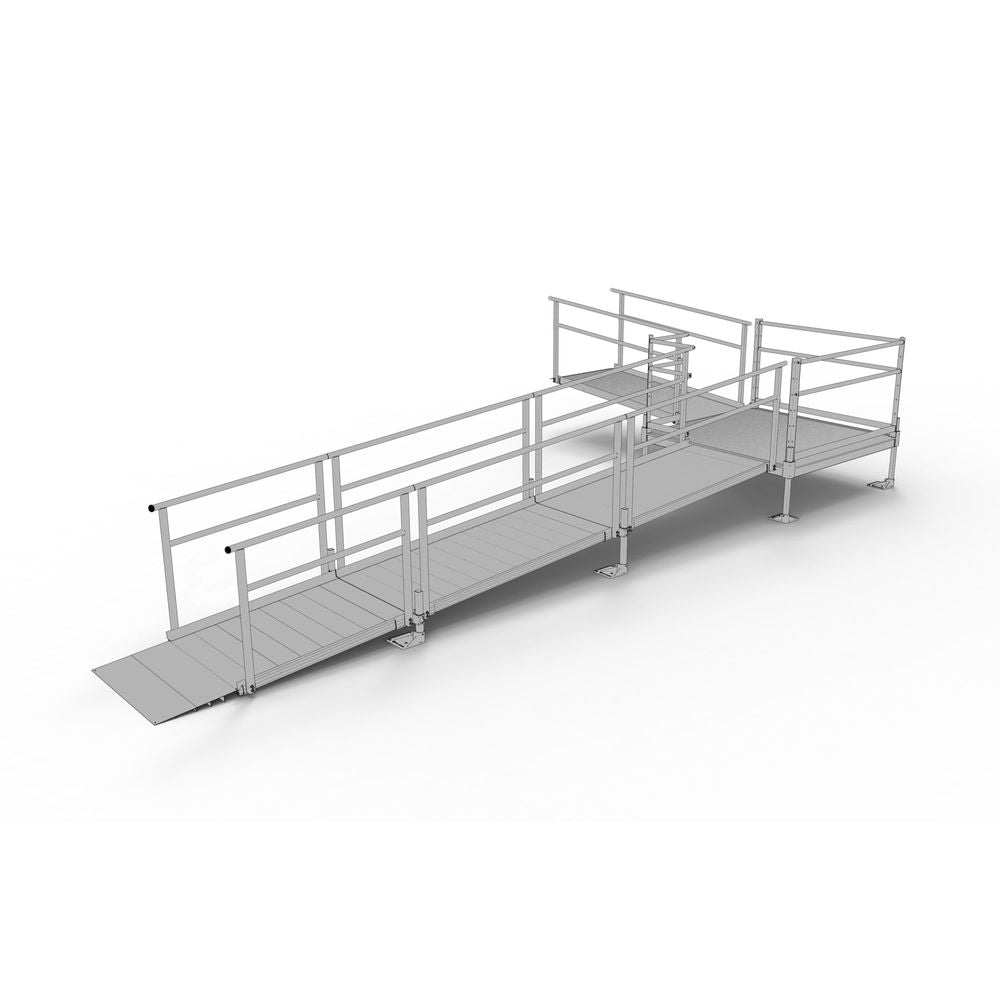 Silver Spring Clearway L-Shaped Modular Ramp | Model SSS22L55T | 36" W x 22' L | 1,000 lb Capacity | For Wheelchair, Scooter & Mobility Access