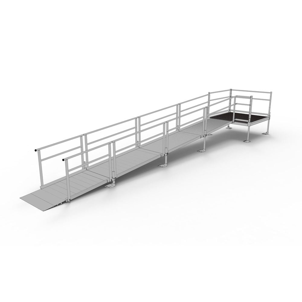 Silver Spring Clearway Straight Modular Ramp with 5' Top Platform | Model SSS23S55T | 36" W x 23' L | 1,000 lb Capacity | For Scooters, Wheelchairs, & Mobility Access