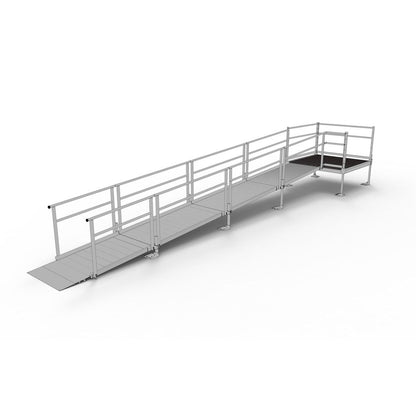 Silver Spring Clearway Straight Modular Ramp with 5' Top Platform | Model SSS23S55T | 36" W x 23' L | 1,000 lb Capacity | For Scooters, Wheelchairs, & Mobility Access