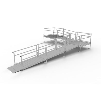 Silver Spring Clearway L-Shaped Modular Ramp | Model SSS24L55TT | 36" W x 24' L | 1,000 lb Capacity | For Wheelchair & Scooter Accessible Residential Ramp System