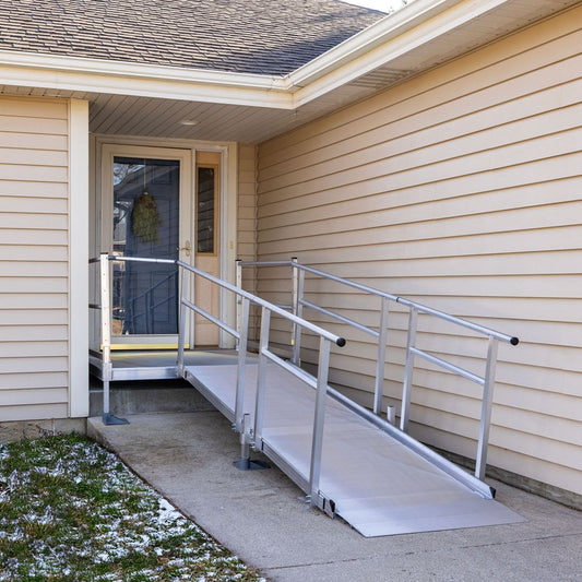 Silver Spring Clearway Straight Modular Ramp with 5' Top Platform | Model SSS19S55T | 36" W x 19' L| 1,000 lb Capacity | For Wheelchairs, Scooters, and Mobility Access