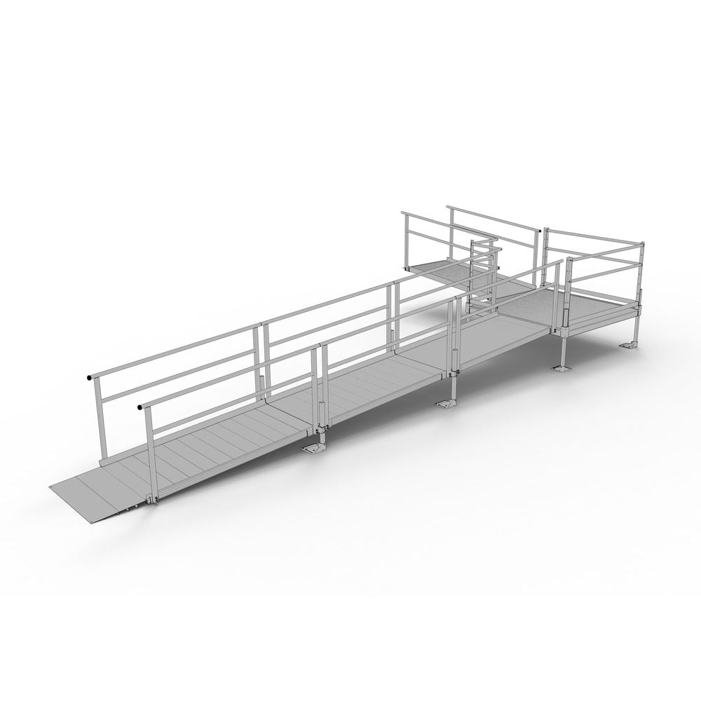 Silver Spring Clearway L-Shaped Modular Ramp with 5' Turn Platform | Model SSS24L55T | 36" W x 24' L | 1,000 lb Capacity | For Wheelchair & Scooter Accessibility