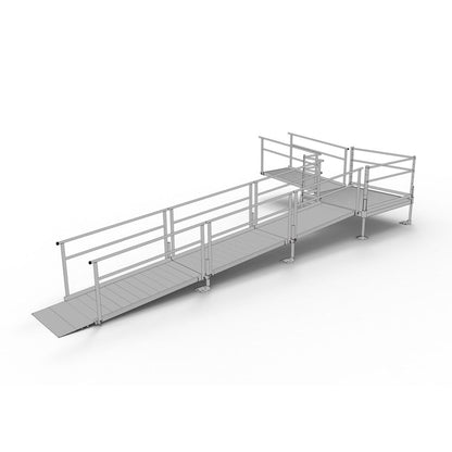 Silver Spring Clearway L-Shaped Modular Ramp with 5' Turn Platform | Model SSS24L55T | 36" W x 24' L | 1,000 lb Capacity | For Wheelchair & Scooter Accessibility
