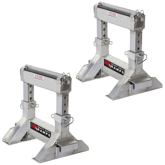Heavy Duty Ramps Adjustable Lower Ramp Support Stands (Pair) | Model STAND-10-16-18-24-H | 18" W | 23,500 lb. Capacity | For Step Deck Trailers, Flatbeds & Loading Docks