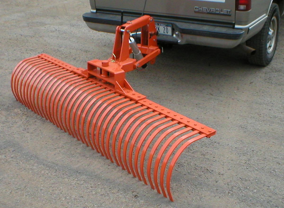 YORK 11 FT. FM UNI TRUCK RAKE-ANGLE CYLINDERS 1-1/4" TEETH-1-1/2 SPACING-W/FRAME LANDSCAPE TRUCK MOUNTED & TOWED RAKES