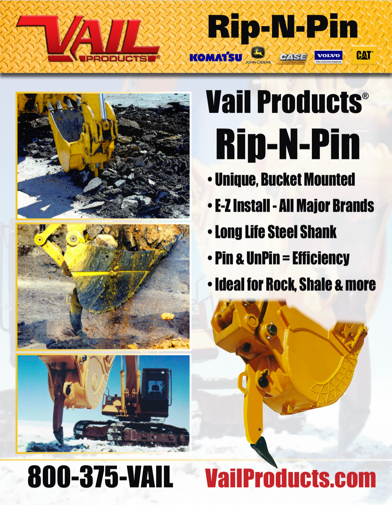 VAIL PRODUCTS RIP-N-PIN FOR EXCAVATOR AND BACKHOE