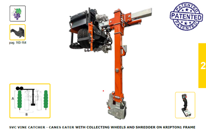 Rinieri SVC Vine Catcher | Canes Eater | Efficient Shoot Removal for Guyot Vineyards | Width 67" -98" | Height 28" - 55" for Tractor