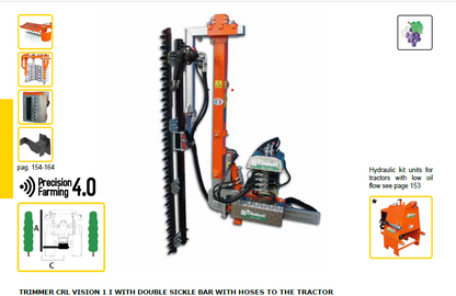 Rinieri Trimmer CRL Vision-1 I with Double Sickle Bar | 59"-83" Cutting Width | 24" Height for Tractor