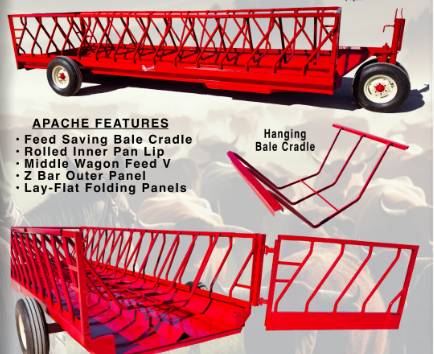 Apache Equipment 20' Narrow Feeder Wagon | Length 20' | Single‑Axle | For Livestock Feeding