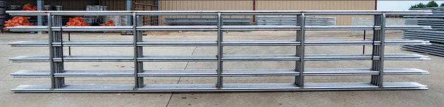 Global Equipment Galvalume Continuous Fence | 6 Bar | 20' | 1-1/4" 16 Gauge Round Pipe | For Livestock & Cattle