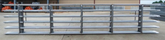 Global Equipment Galvalume Continuous Fence | 6 Bar | 20' | 1-1/4" 16 Gauge Round Pipe | For Livestock & Cattle