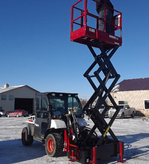 Skid‑Lift Hydraulic Scissor Lift Attachments | Model 1505S, 1805S, 2306S & 1908E HD | Working Height 21' - 29' | 10-20 GPM | For Skid Steers
