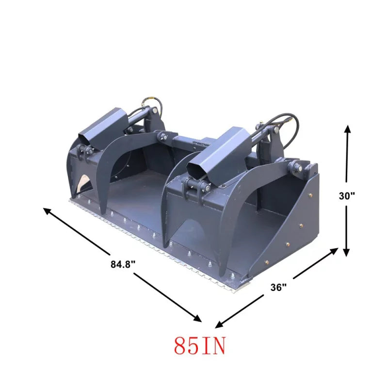 Landy Attachments Grapple Bucket | Widths 78" & 85" | 25-40 HP | 16 GPM | For Skid Steers, Tractors, ATVs & UTVs