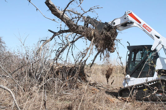 Virnig V60 Root Rake Grapple | Models RRG72, RRG78 & RRG84 | Widths 74.5" To 86.5" | Hydraulic Flow 15 To 25 GPM | For Skid Steer