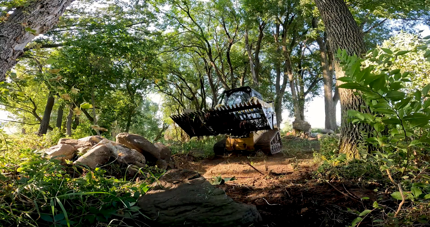 Ignite Attachments Rock Bucket | Width 61.9" | Hydraulic Flow Range 13-25 GPM | For Skid Steers