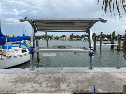 Killer Dock Premium Fish Cleaning Station | Model Slam 7 ½ | Width 90" | Marine-Grade Aluminum & HDPE | For Dock, Seawall & Patio