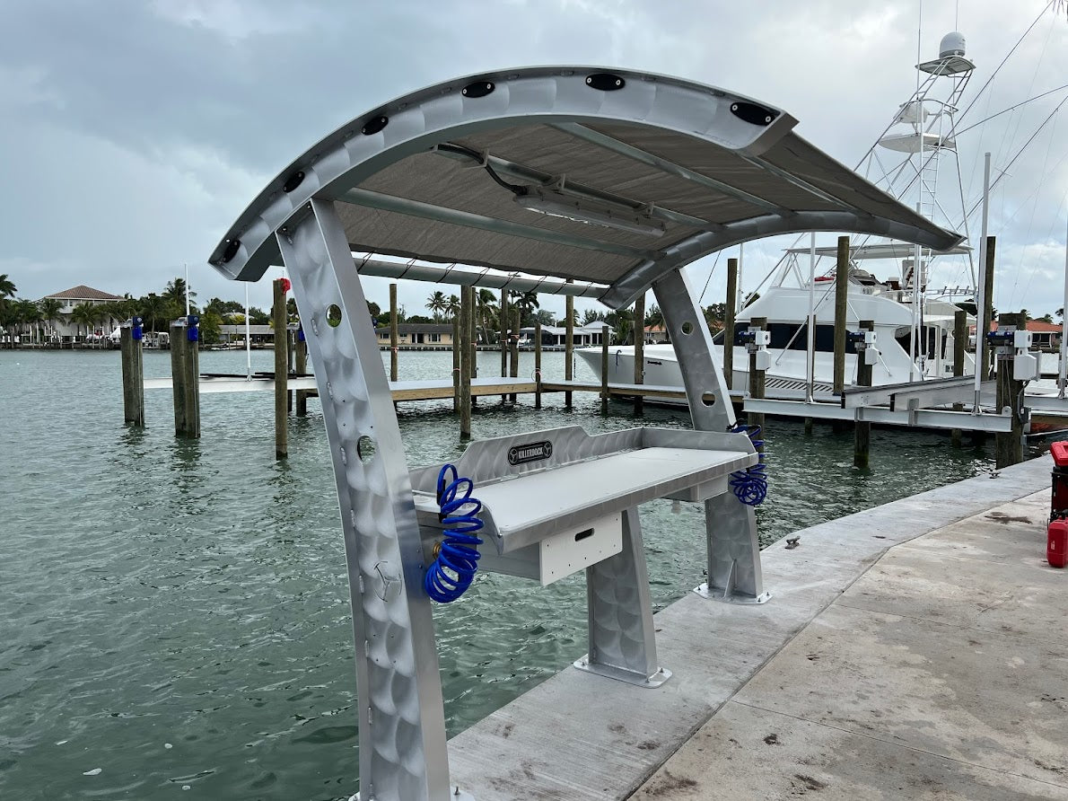 Killer Dock Premium Fish Cleaning Station | Model Slam 7 ½ | Width 90" | Marine-Grade Aluminum & HDPE | For Dock, Seawall & Patio