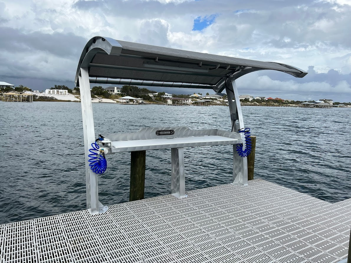 Killer Dock Premium Fish Cleaning Station | Model Slam 7 ½ | Width 90" | Marine-Grade Aluminum & HDPE | For Dock, Seawall & Patio
