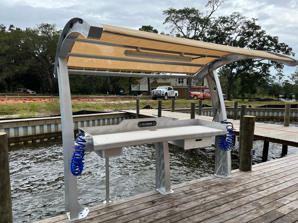 Killer Dock Premium Fish Cleaning Station | Model Slam 7 ½ | Width 90" | Marine-Grade Aluminum & HDPE | For Dock, Seawall & Patio