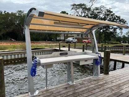 Killer Dock Premium Fish Cleaning Station | Model Slam 7 ½ | Width 90" | Marine-Grade Aluminum & HDPE | For Dock, Seawall & Patio