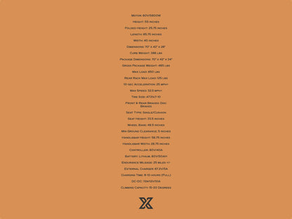 Xidar Electric 4x4 Spyder | Battery 60V | Width 40" | Charging Time 8–10 Hours | 25 Miles Per Charge