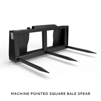 Virnig Hay Handling Machine Pointed Bale Spears | Models BSV48, BFV48, CBV48, SSV48 & BASS66 | Widths 45.5" To 66.5" | Hydraulic Flow 15 To 25 GPM | For Skid Steer