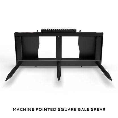 Virnig Hay Handling Machine Pointed Bale Spears | Models BSV48, BFV48, CBV48, SSV48 & BASS66 | Widths 45.5" To 66.5" | Hydraulic Flow 15 To 25 GPM | For Skid Steer