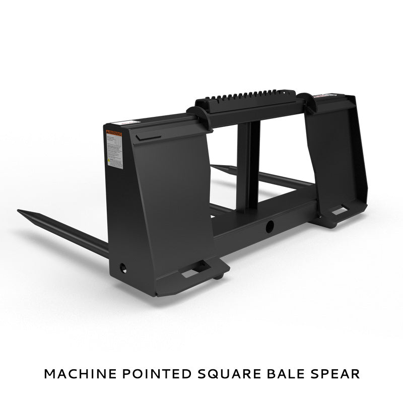 Virnig Hay Handling Machine Pointed Bale Spears | Models BSV48, BFV48, CBV48, SSV48 & BASS66 | Widths 45.5" To 66.5" | Hydraulic Flow 15 To 25 GPM | For Skid Steer