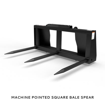 Virnig Hay Handling Machine Pointed Bale Spears | Models BSV48, BFV48, CBV48, SSV48 & BASS66 | Widths 45.5" To 66.5" | Hydraulic Flow 15 To 25 GPM | For Skid Steer