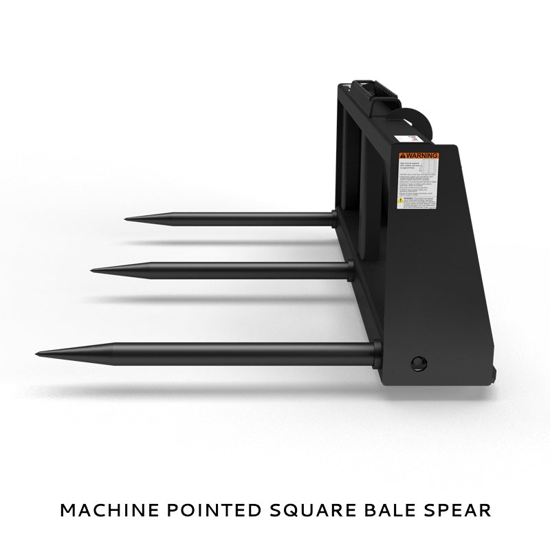 Virnig Hay Handling Machine Pointed Bale Spears | Models BSV48, BFV48, CBV48, SSV48 & BASS66 | Widths 45.5" To 66.5" | Hydraulic Flow 15 To 25 GPM | For Skid Steer