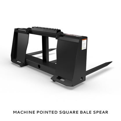 Virnig Hay Handling Machine Pointed Bale Spears | Models BSV48, BFV48, CBV48, SSV48 & BASS66 | Widths 45.5" To 66.5" | Hydraulic Flow 15 To 25 GPM | For Skid Steer