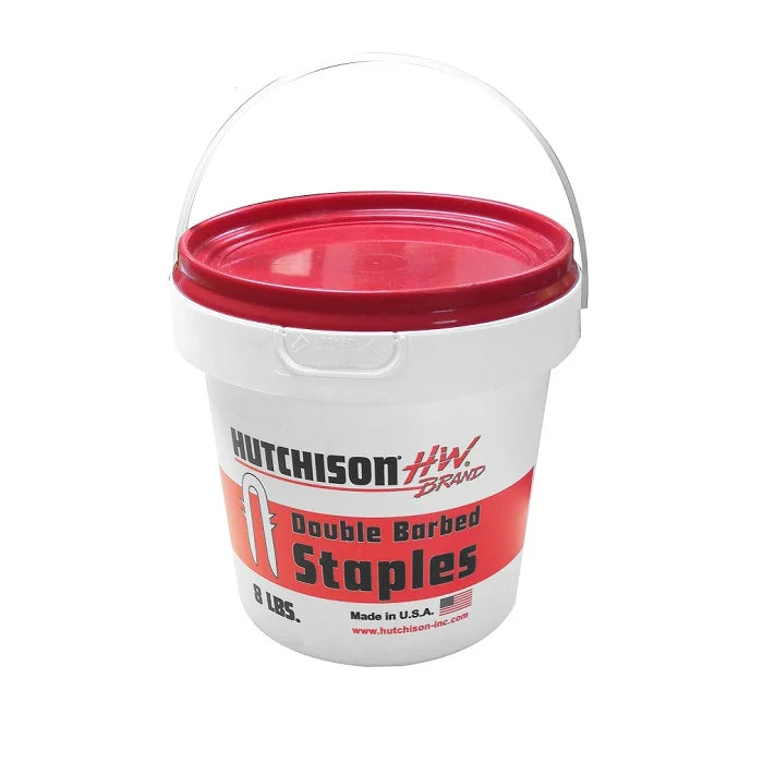 Hutchison HW Bright Double Barbed Staples | 9 GA | 0.50 lb Bucket | For Fencing