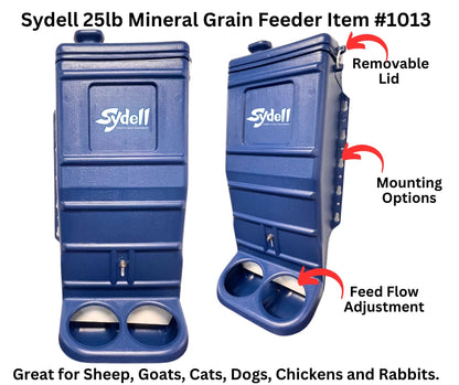 Sydell Blue Poly Mineral & Grain Feeder | #1013C / #1013 | 25 lb Capacity | For Sheep & Goat