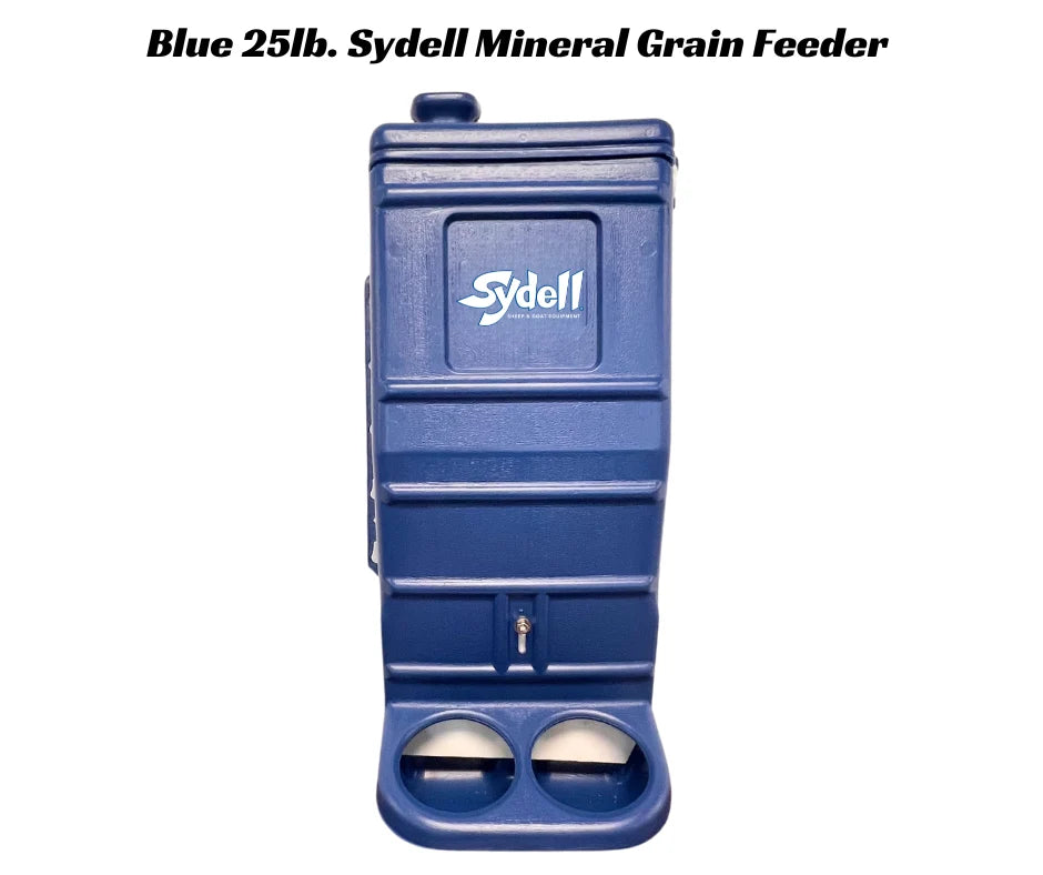 Sydell Blue Poly Mineral & Grain Feeder | #1013C / #1013 | 25 lb Capacity | For Sheep & Goat