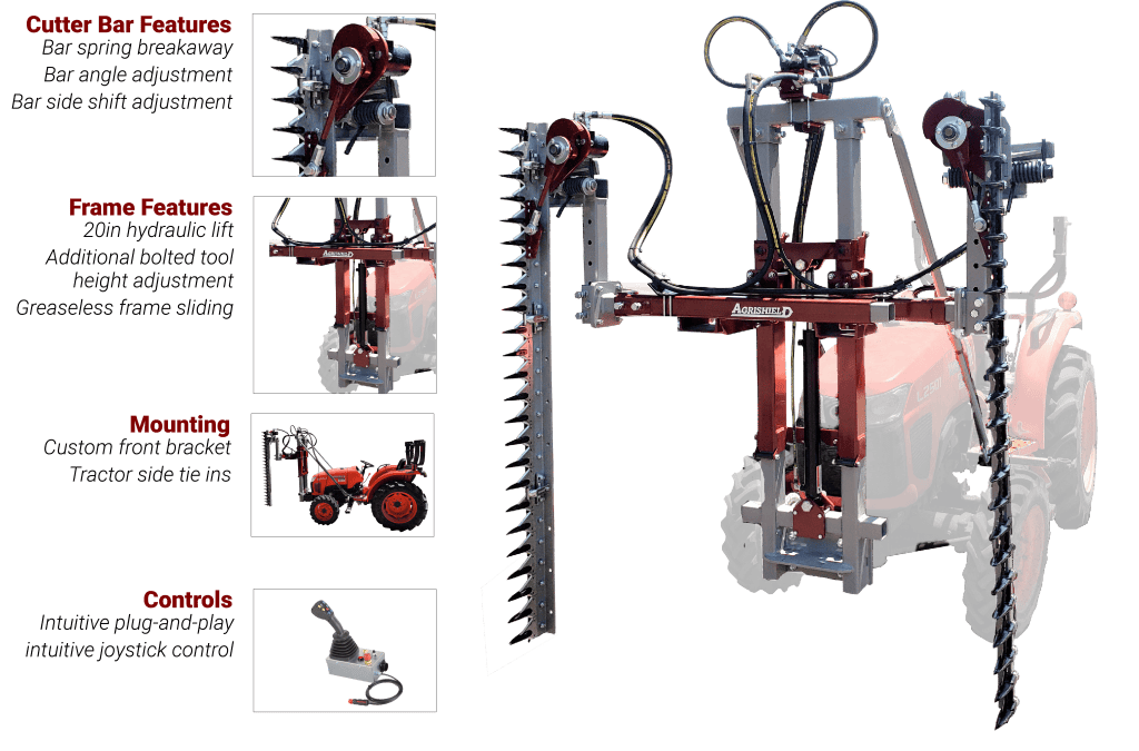 Agrishield T3 Series - Vine & Berry Trimmer | Horsepower 30-70 HP | Hydraulic Flow 6-8 GPM | For Tractors & Skid Steers