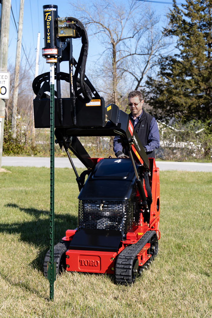 Danuser Post Driver | Model T3 | Width 11" To 86.5" | Oil Flow Range 15-30 GPM | For Skid-Steers, Loaders & Mini-Excavators