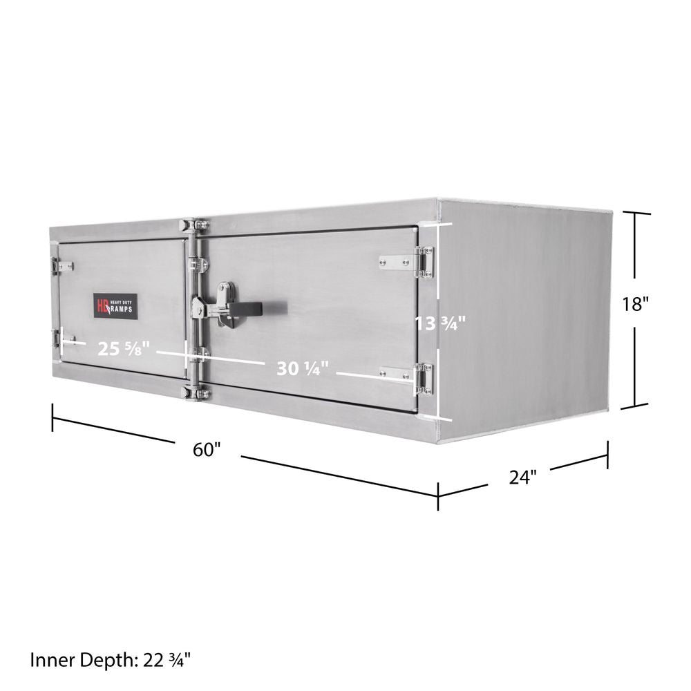 Heavy Duty Ramps Lockable Underbody Trailer Tool Cabinet | TC-181860 | Size 60" W x 18" D x 18" H | Capacity 400 lb. | Horsepower 23 HP | For Flatbed, Step-Deck & Dump Trailers
