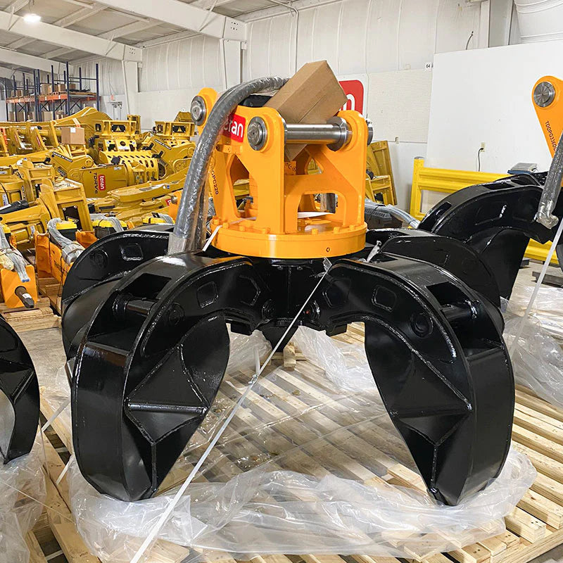 Teran Hydraulic Orange Peel Grapple (Rotary) Waste Grapple | Model TDOPG EC-140 | 360 Degree Hydraulic Rotation | Compatibility 10-16 Tons | For Excavators