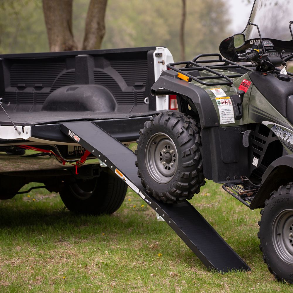 Black Widow Folding Dual Runner ATV Ramps | Model TF-005D-B | Size 6'7" L x 9.9" W | Capacity 1,500 lb. | Horsepower 4 To 90+ HP | For ATV & Small UTV Loading