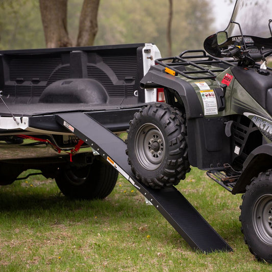 Black Widow Folding Dual Runner ATV Ramps | Model TF-005D-B | Size 6'7" L x 9.9" W | Capacity 1,500 lb. | Horsepower 4 To 90+ HP | For ATV & Small UTV Loading