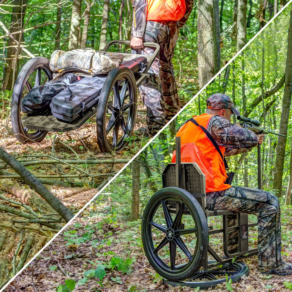 KShot Throne Multipurpose Game Cart & Hunting Chair | Model CL-THRONE | Length 65" | Capacity 500 lb | For Hunting, Outdoor Hauling & Field Use