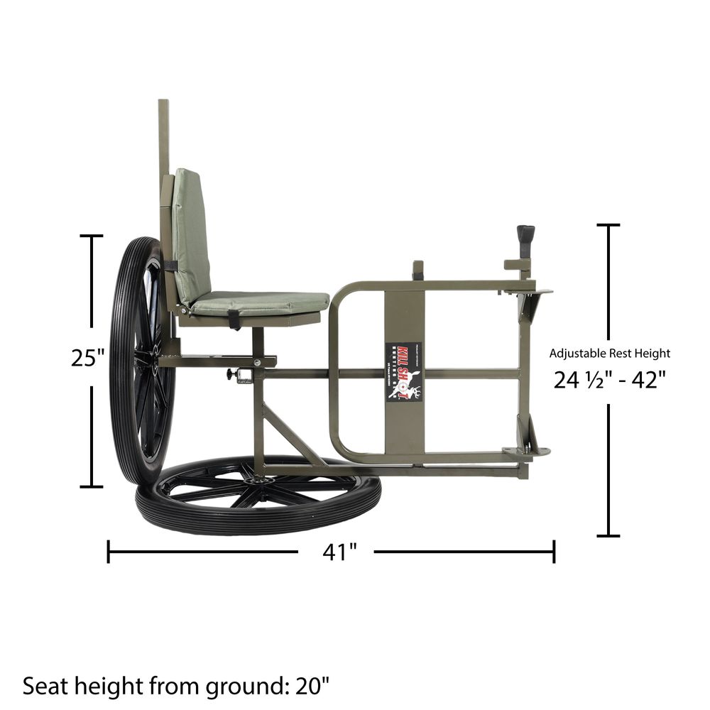 KShot Throne Multipurpose Game Cart & Hunting Chair | Model CL-THRONE | Length 65" | Capacity 500 lb | For Hunting, Outdoor Hauling & Field Use